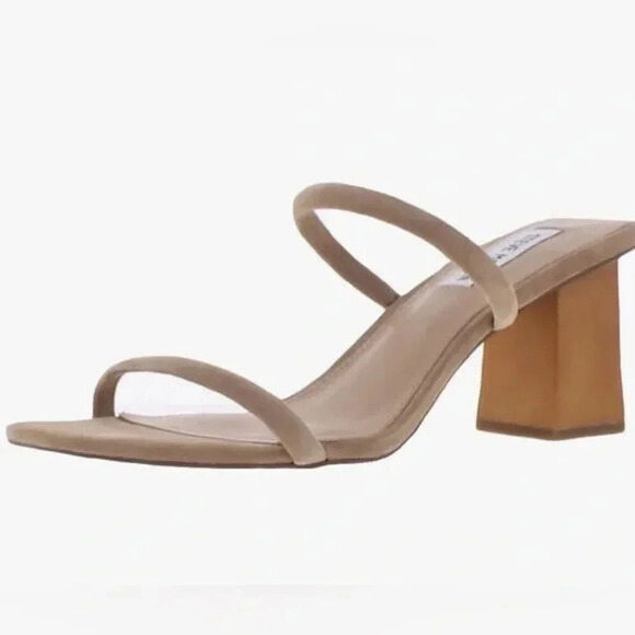 Steve Madden Isobell Honey Heeled Sandal Size 12 Tan Suede Minimal Neutral - Picture 1 of 11